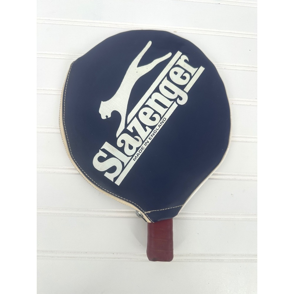 Vintage Slazenger Table Tennis Paddle Ping Pong Bat Zipper Case Made in England